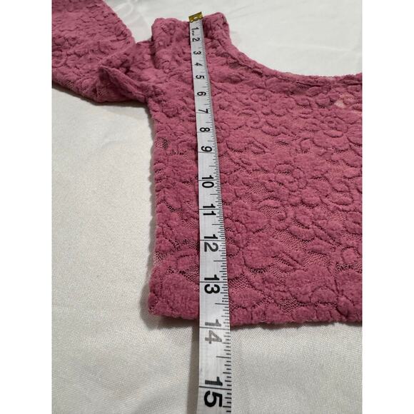 Mossimo Supply Co. Feminine Floral Lace Cropped Top Pink Long Sleeve XS NWT - Picture 9 of 9
